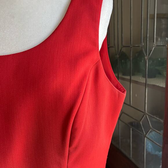 90s Vintage Kasper Red Cropped Tank Blouse Size 12 Side Zip Scoop Neck Coquette - Picture 6 of 15